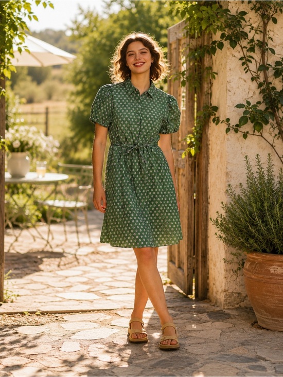 J. Crew Dresses & Skirts - J. Crew Green Floral Tie-Waist Mini Dress